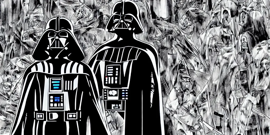 Prompt: darth vader, by junji ito