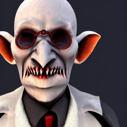 Prompt: Nosferatu vampire , with glasses, realistic, 4k