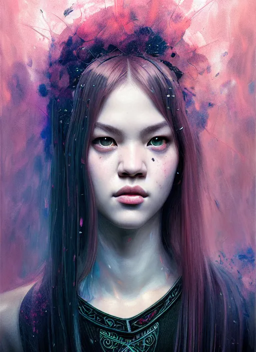 Image similar to jossi of blackpink, king, tarot card, highly detailed, digital painting, smooth, sharp focus, illustration, ultra realistic, octane, render, unreal engine 8 k, art by karol bak and agnes cecile