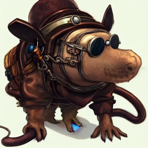 Image similar to a rat with steampunk googles, by D&D Concept Artists