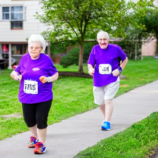 Prompt: Nursing home fun run, Canon EOS R3, f/1.4, ISO 200, 1/160s, 8K, RAW, unedited, symmetrical balance, in-frame