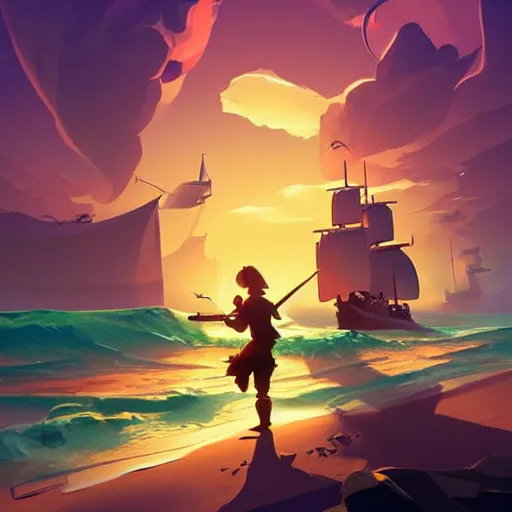 Image similar to painting treasure on sea of thieves game smooth median photoshop filter cutout vector, behance hd by jesper ejsing, by rhads, makoto shinkai and lois van baarle, ilya kuvshinov, rossdraws global illumination