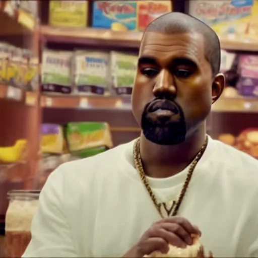 Image similar to Kanye west in cereal commercial