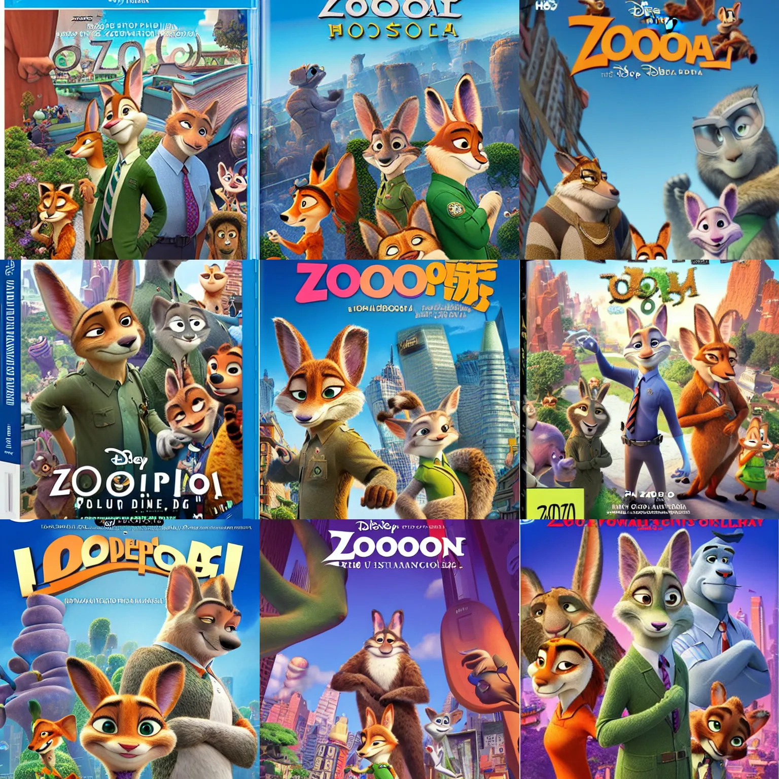 Prompt: Zootopia (2016), Walt Disney Animation Studios, Blu Ray cover USA - H 600