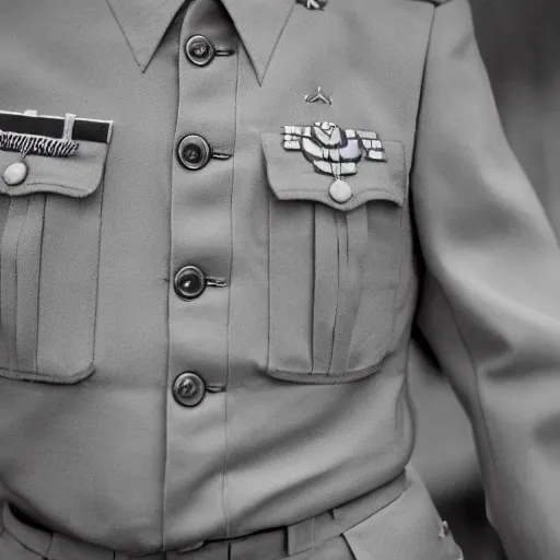 Prompt: water white as military general, 1 9 4 5, sharp focus, hyper realistic, sony 5 0 mm lens