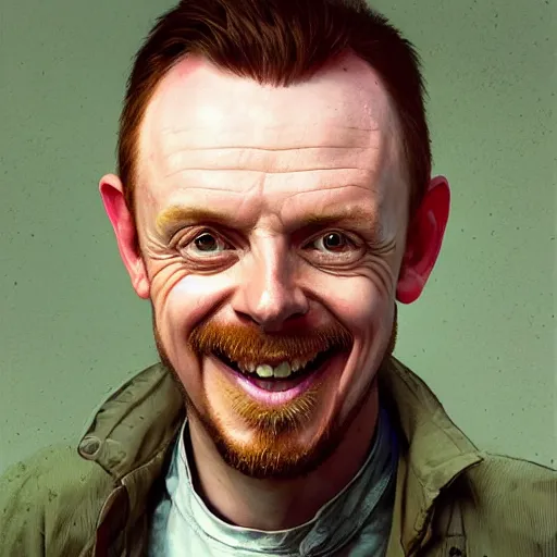 Prompt: portrait painting of simon pegg smiling like a winner with a winchester, ultra realistic, concept art, intricate details, eerie, highly detailed, photorealistic, octane render, 8 k, unreal engine. art by artgerm and greg rutkowski and alphonse mucha