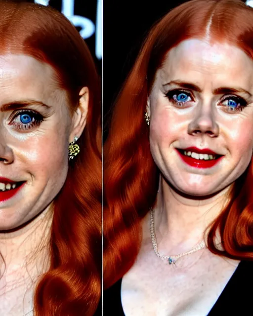 Prompt: style of swoon : : gorgeous vampire amy adams : : sharp teeth fangs, open mouth sneer : : symmetrical face, symmetrical eyes : : gorgeous red hair : : magic lighting, low spacial lighting : :