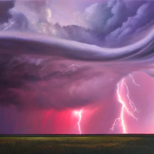 Image similar to a tornado shaped cloud, oil painting, award winning, dramatic lightning, UHD, 4k