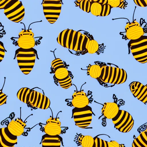 Prompt: a minimalistic seamless pattern made from bees