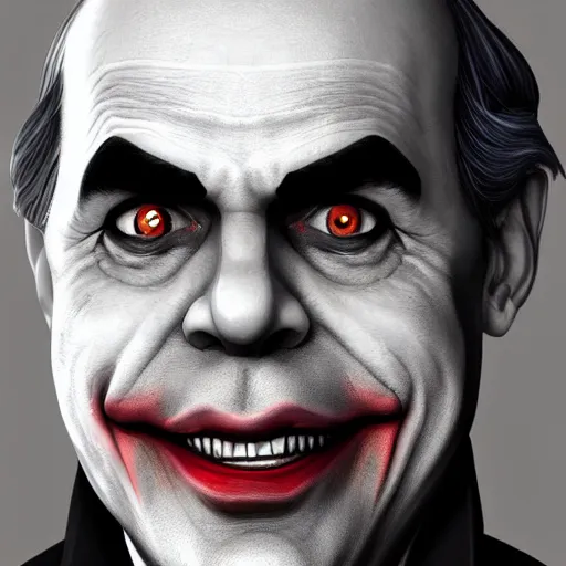 Prompt: Ben Bernanke as the Joker, digital art, cgsociety, artstation, trending, 4k