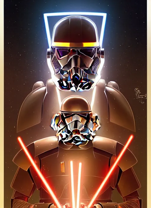 Image similar to symmetry!! portrait of strom trooper, star wars, sci - fi, glowing lights!! intricate, elegant, highly detailed, digital painting, artstation, concept art, smooth, sharp focus, illustration, art by artgerm and greg rutkowski and alphonse mucha