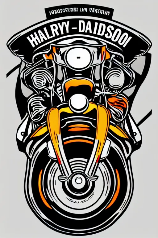 Image similar to Harley Davidson motorbike , sticker, colorful, illustration, highly detailed, simple, smooth and clean vector curves, no jagged lines, vector art, smooth