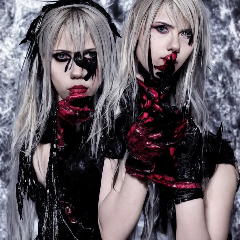 Image similar to scarlett johansson cosplaying as misa amane from death note, professional photograph