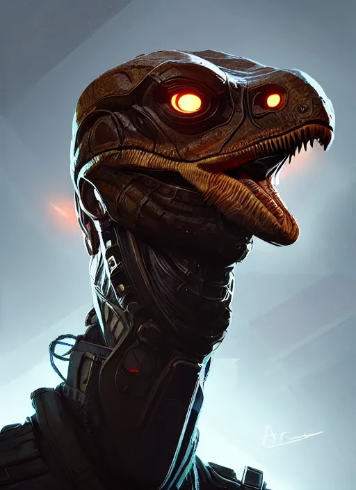 Image similar to portrait of apex legends, velociraptor head, intricate, elegant, glowing lights, highly detailed, digital painting, artstation, glamor pose, concept art, smooth, sharp focus, illustration, art by artgerm and greg rutkowski, artey freytag