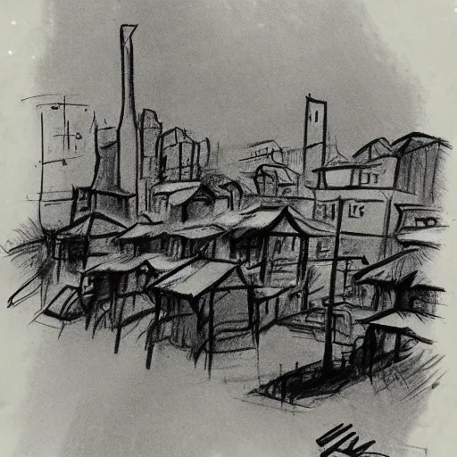 Image similar to milt kahl sketch of slums of miami