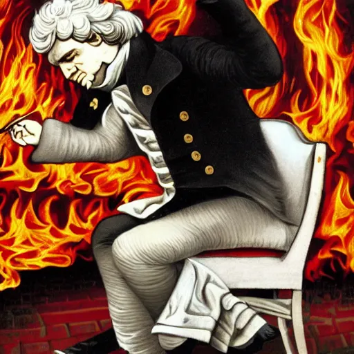 Prompt: beethoven commits arson