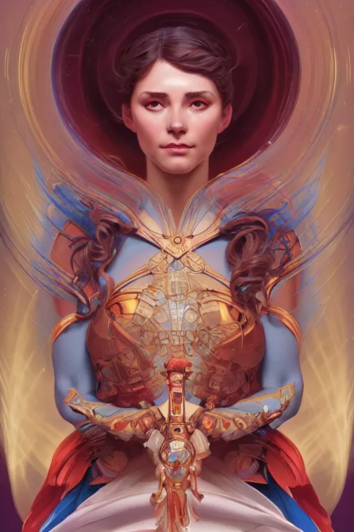 Prompt: goddess of space and time, accurate anatomy, only two hands, highly detailed, digital painting, artstation, concept art, smooth, sharp focus, illustration, Unreal Engine 5, 8K, art by artgerm and greg rutkowski and alphonse Mucha