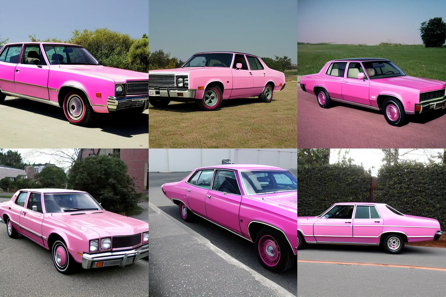 Prompt: a pink 1970s sedan