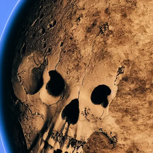 Prompt: A massive planet in the shape of a skull trying to absorb planet earth, highly detailed, 8k, sharp focus