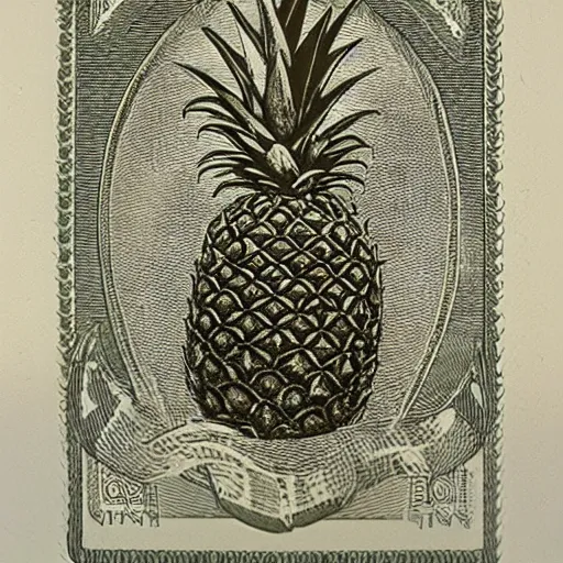 Image similar to image of a pineapple, banknote engraving art