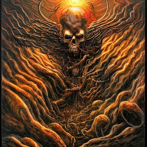 Prompt: death metal album artwork by Dan Seagrave
