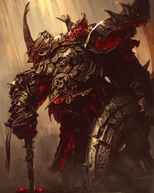 Image similar to Rhine Berserker, Khorne, magic the gathering artwork, D&D, fantasy, cinematic lighting, centered, symmetrical, highly detailed, digital painting, artstation, concept art, smooth, sharp focus, illustration, volumetric lighting, epic Composition, 8k, art by Akihiko Yoshida and Greg Rutkowski and Craig Mullins, oil painting, cgsociety