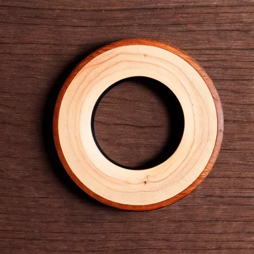 Image similar to camera lens aperture blades made of walnut wood. minimal. dramatic lighting.