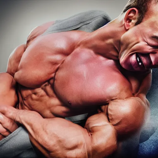 Image similar to bodybuilder man tickled by another man, photorealistic, high detail