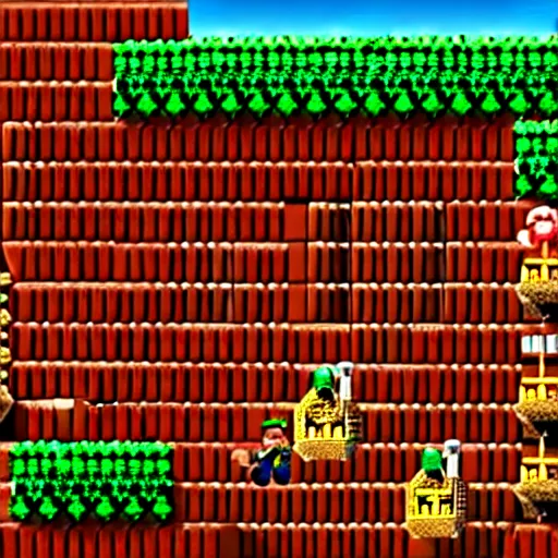 Image similar to Donkey Kong Country level depicting a beautiful mine with shiny crystals on the wall, floating barrels and minecarts. In-game screenshot