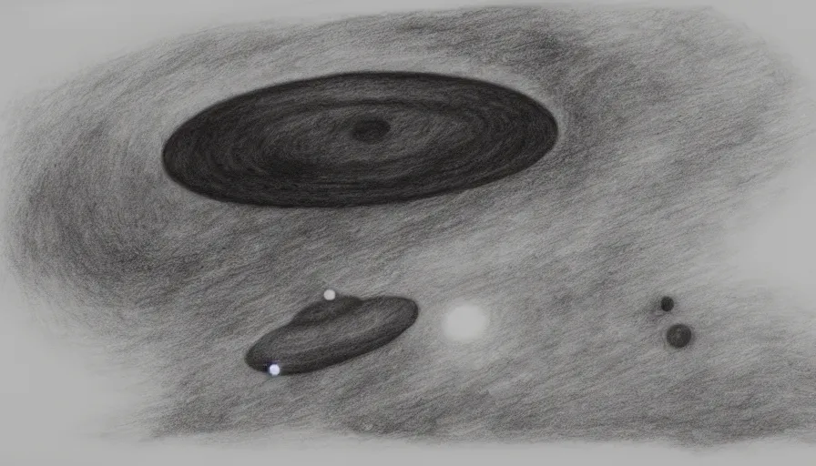 Prompt: mothership on an alien planet, 1 9 th century charcoal and pencil drawing