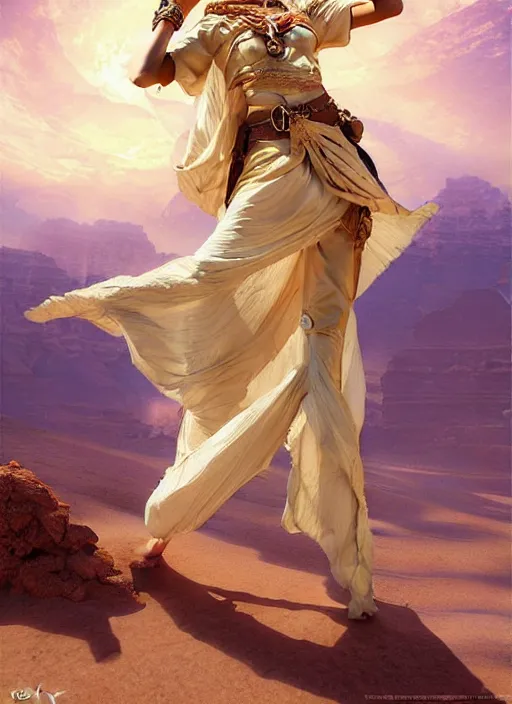 Prompt: harmony of desert, cute fennec fox hybrid jimin wearing greek clothes, amazing composition & dynamic posing, by franz xavier leyendecker, wlop! muted colors, highly detailed, fantasy art by craig mullins, thomas kinkade cfg _ scale 9