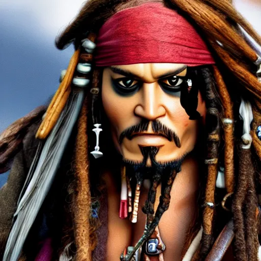 Image similar to jack sparrow action figures, unreal engine, high resolution