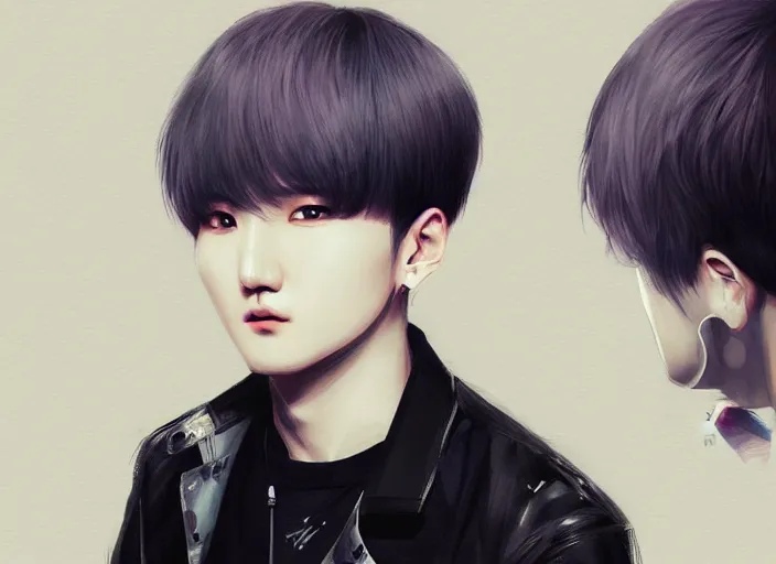 Image similar to YOONGI from bangtan sonyeondan: portrait ROSSDRAWS+ CGSOCIETY+JAMES JEAN+WLOP