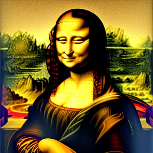 Image similar to mona lisa in the style of ancient mosaic