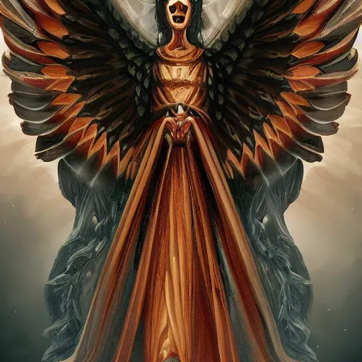 Image similar to giant imposing seraphim with many eyes and many wings, no face, eyes everywhere, hyper realistic, glowing, terrifying, byzantine, artstation