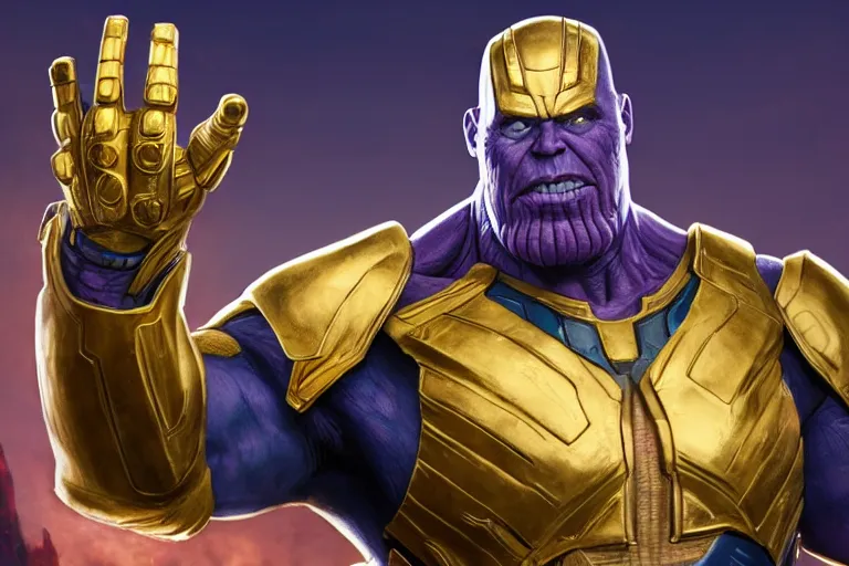 MCU Thanos wearing blue and gold armor grimacing while | Stable ...