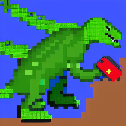 Image similar to pixel art dinosaur, retro, trending on artstation, artstation