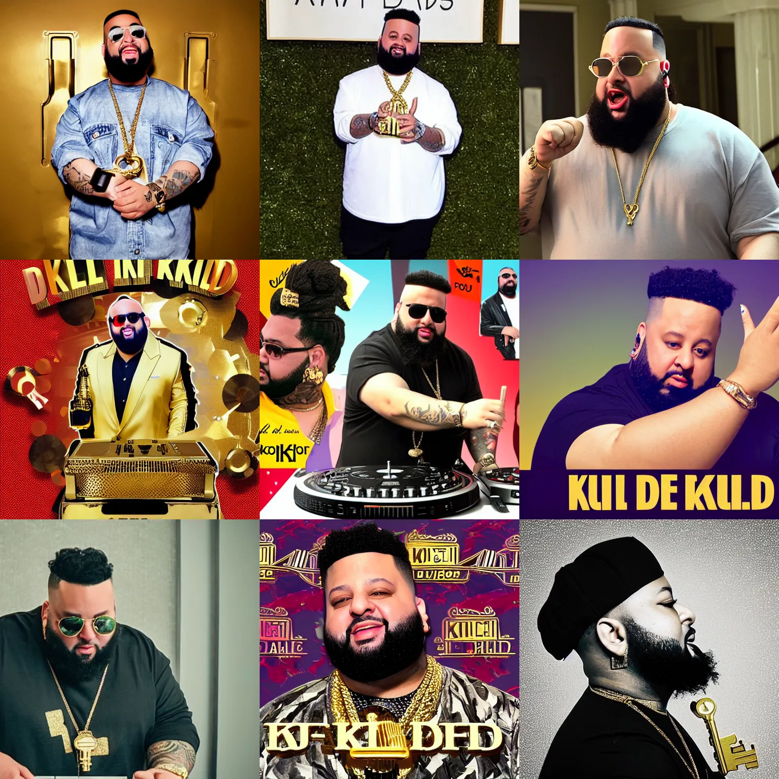 Prompt: dj khalid but his body is a golden key