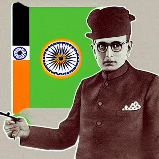 Prompt: Veer Savarkar with India 🇮🇳 Flag