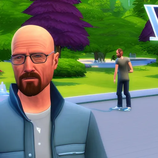 Image similar to sims 4 screenshot of walter white and jesse pinkman