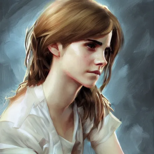 Prompt: portrait of emma watson, artwork by krenz cushart,