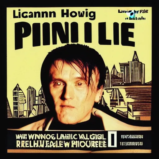 Prompt: Liam Howlett writing music for piano concerto, vinyl cover from 1988