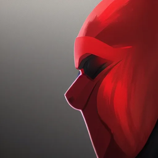 Prompt: the red ninja, shadows, side profile, trending on artstation, 8 k