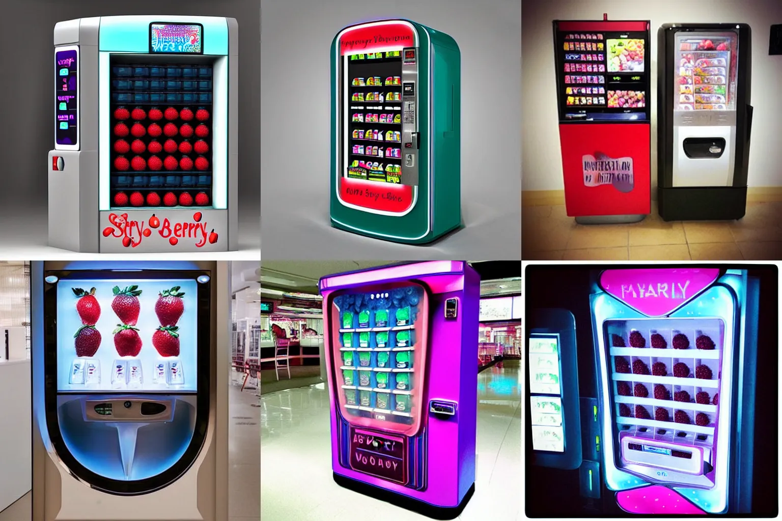 Prompt: “a berry vending machine on a futuristic space ship”