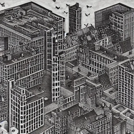 Image similar to urban city by m. c. escher
