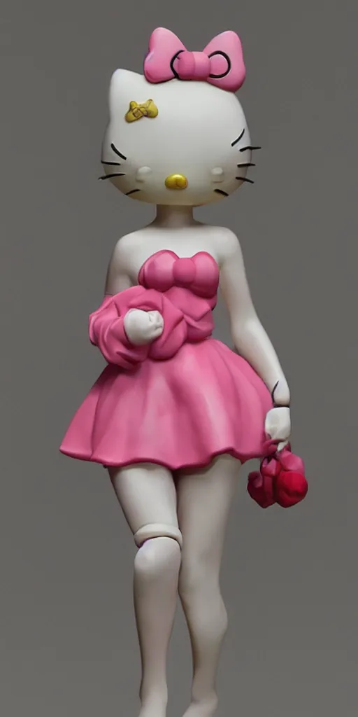 Prompt: A 3D Hello kitty figure by figure by charlie bowater