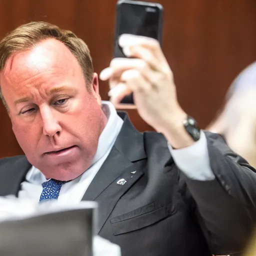 Image similar to Alex Jones desperately reaching for his out of reach phone in the courtroom, [EOS 5DS R, ISO100, f/8, 1/125, 84mm, RAW, sharpen, unblur]