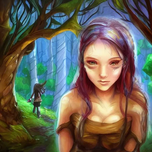 Prompt: a beautiful sad girl inside in a glass cube, she is sitting in front of a computer waiting while outside the cube. outside the cube a whole vibrant forest to discover. oil painting and ultra realistic with arcane league of legends style. the image transmit a sense of wonder and exploration. the art is incredibly detailed. the characters are all unique and interesting.