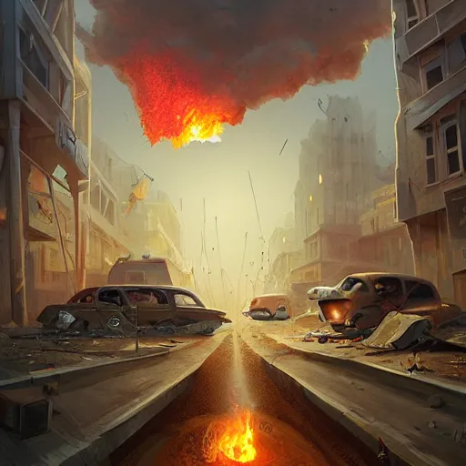 Prompt: mouse apocalypse, abandoned city, burning cheese, artwork by Michal Lisowski, award winning illustration, highly detailed, trending on artstation @dbj