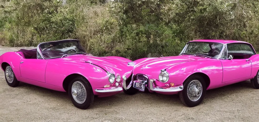 Image similar to pink jaguar 1 9 6 6